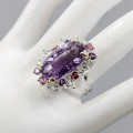 Artystyczny pierścionek 19ct ametyst topazy r 17
