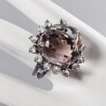 925 Artystyczny pierścionek r 17.5 ametryn 21ct