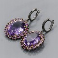 925 kolczyki 38ct ametysty rodolity certyfikat