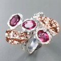 925 Artystyczny pierścionek granaty rodolity r 13