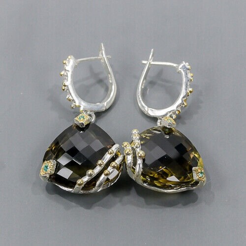 Artystyczne kolczyki 38ct kwarc cytrynowy srebro 2