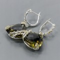 Artystyczne kolczyki 38ct kwarc cytrynowy srebro 2