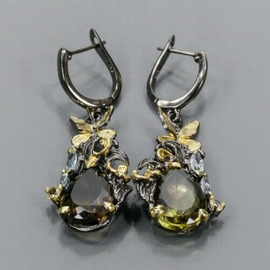 Kolczyki kwarc cytrynowy topazy cytryny srebrne 2