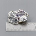 Artystyczna broszka srebrna 14ct ametryn granaty
