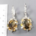 Kolczyki kwarc cytrynowy topazy iolity srebrne 2