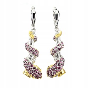 Piękne kolczyki naturalne granaty ametysty węże 2