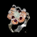 Artystyczny pierścionek opal ognisty granat r 16.5