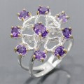 Artystyczny pierścionek r 16.5 naturalne ametysty