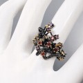 Artystyczny pierścionek granaty ametysty r 17.5