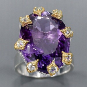 Artystyczny pierścionek 30ct AAA ametyst r 16.5