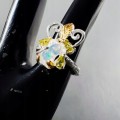 Artystyczny pierścionek r 16 oliwiny opal ognisty