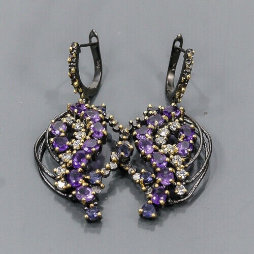 925 Artystyczne kolczyki iolity ametysty natural 1