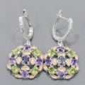 925 Artystyczne kolczyki iolity ametysty oliiwny 1