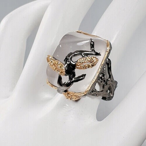 Srebro artystyczny pierścionek kwarc różowy r 16.5