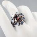 925 Artystyczny pierścionek r 14.5 topazy granat