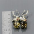 Artystyczne kolczyki 19ct kwarc cytrynowy granat 2