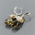 Artystyczne kolczyki 19ct kwarc cytrynowy granat 2