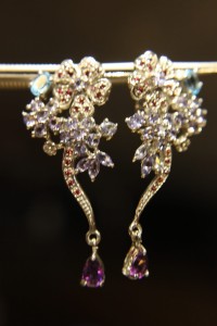 Kwiaty kolczyki szafiry ametysty tanzanity 925 1