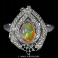 Srebrny r 14 925 pierścionek opal ognisty spinele