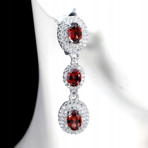 925 Piękne kolczyki cyrkonie granaty naturalne 3