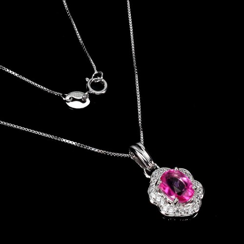 Delikatny naszyjnik naturalny różowy topaz 925
