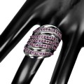 Srebrny 925 pierścionek r 16 granaty rodolity