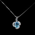 Delikatny 925 naszyjnik Swiss Blue topaz cyrkonie