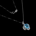 Delikatny 925 naszyjnik Swiss Blue topaz cyrkonie
