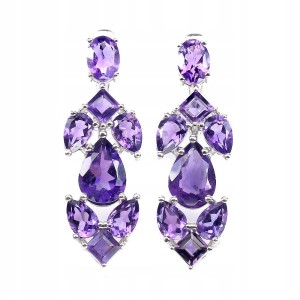 Zjawiskowe srebrne kolczyki ametysty naturalne 3