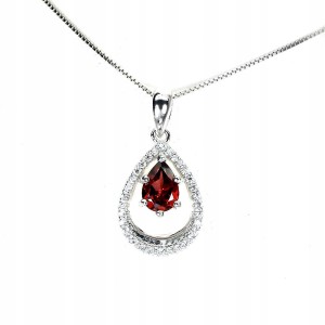 Naszyjnik delikatny cyrkonie granat natural piękny