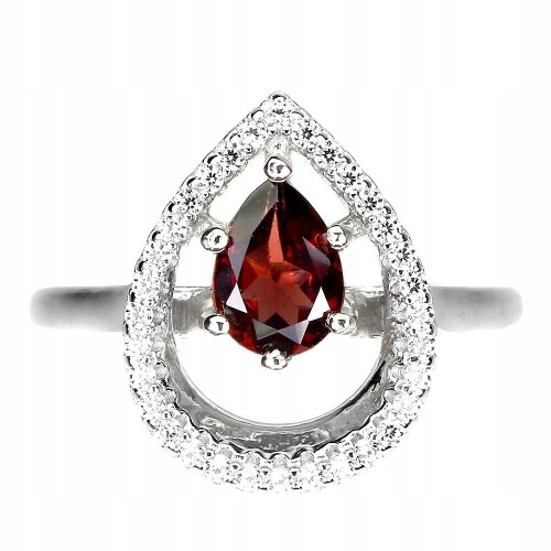 925 Pierścionek naturalny granat r 14 delikatny