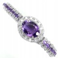 Elegancka bransoletka naturalne ametysty srebrna