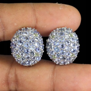 Srebrne kolczyki naturalne tanzanity oliwiny 925 3