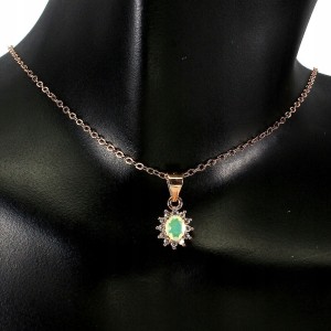 Srebrny naszyjnik delikatny ognisty opal cyrkonie