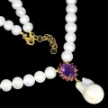 925 Naszyjnik naturalne perły granaty ametyst