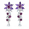 925 Kolczyki kwiat ametysty akwamaryny granaty 3