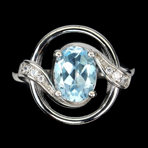 925 Delikatny pierścionek sky blue topaz r 11.5
