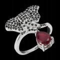 925 Pierścionek rubin czarne spinele r 14 słoń