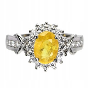 Pierścionek r 11 srebrny naturalny żółty szafir