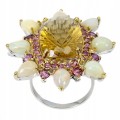 Pierścionek natural 17ct cytryn opal granat r 20.5
