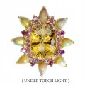 Pierścionek natural 17ct cytryn opal granat r 20.5