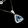 Delikatny naszyjnik cyrkonie 925 Swiss Blue topaz