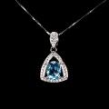 Delikatny naszyjnik cyrkonie 925 Swiss Blue topaz