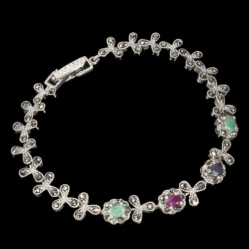 925 Bransoletka rubiny szmaragdy szafiry markazyty