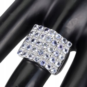 925 Pierścionek r 15.5 naturalne tanzanity srebro