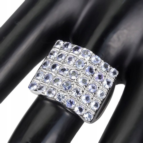 925 Pierścionek r 15.5 naturalne tanzanity srebro