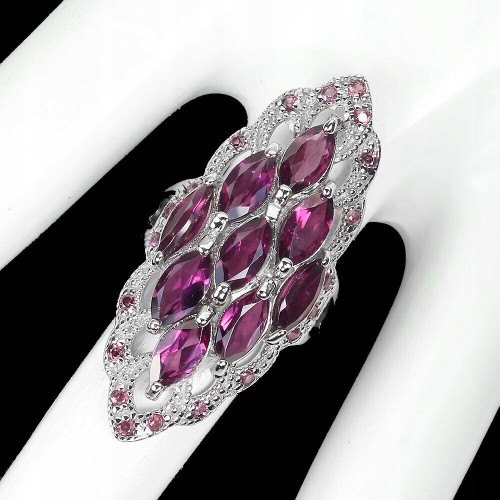 Pierścionek r 17 naturalne granaty rodolity piękny