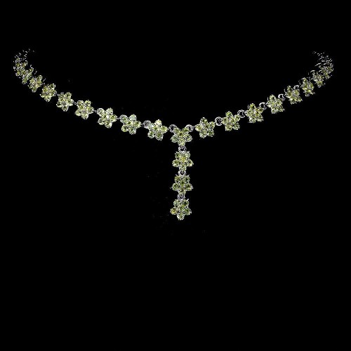 Srebrny naszyjnik naturalne oliwiny kwiat piękny