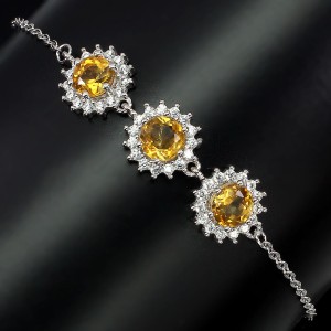 Delikatna bransoletka srebrna naturalne cytryny