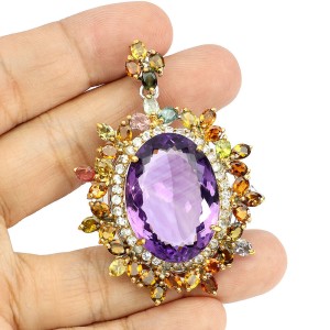 Wisiorek naturalny 32ct ametyst topazy turmaliny